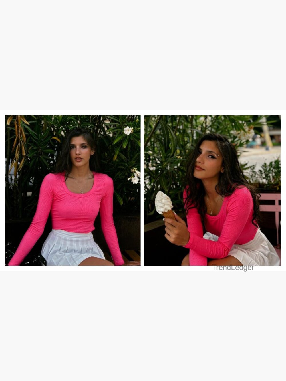 Long Sleeve Rib Knit Scoop Neck Tee Slim Fit Business Casual Top - Picture 7 of 7
